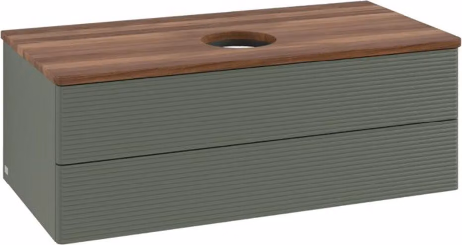 V&B Mobiletto con struttura frontale - illuminazione Antao 100x36x50cm, WBP w. wal, lea gre. m Lac