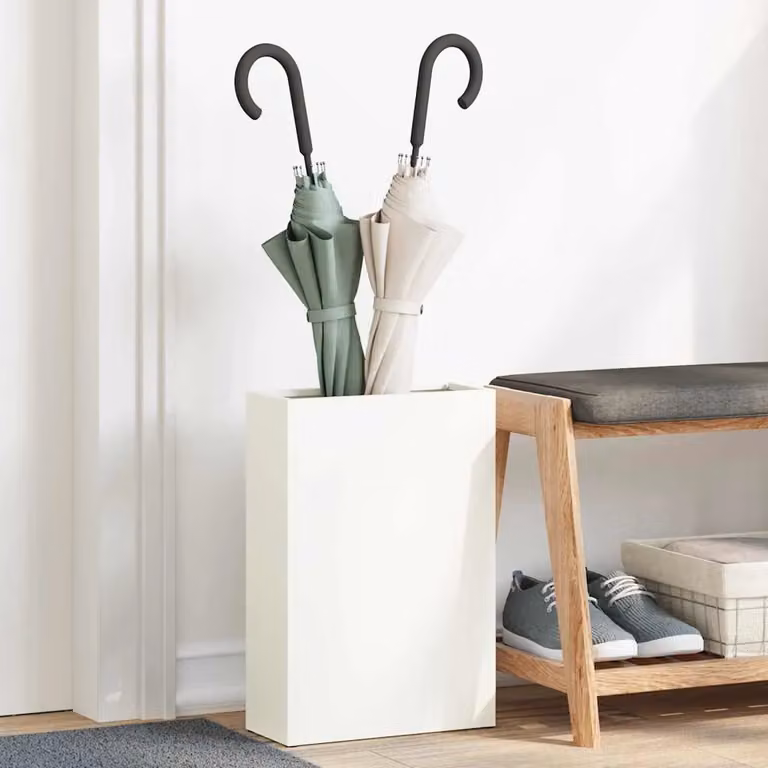 Stand per ombrelli da pioggia vidaXL in metallo bianco L: 28 cm, P: 12 cm, H: 41 cm
