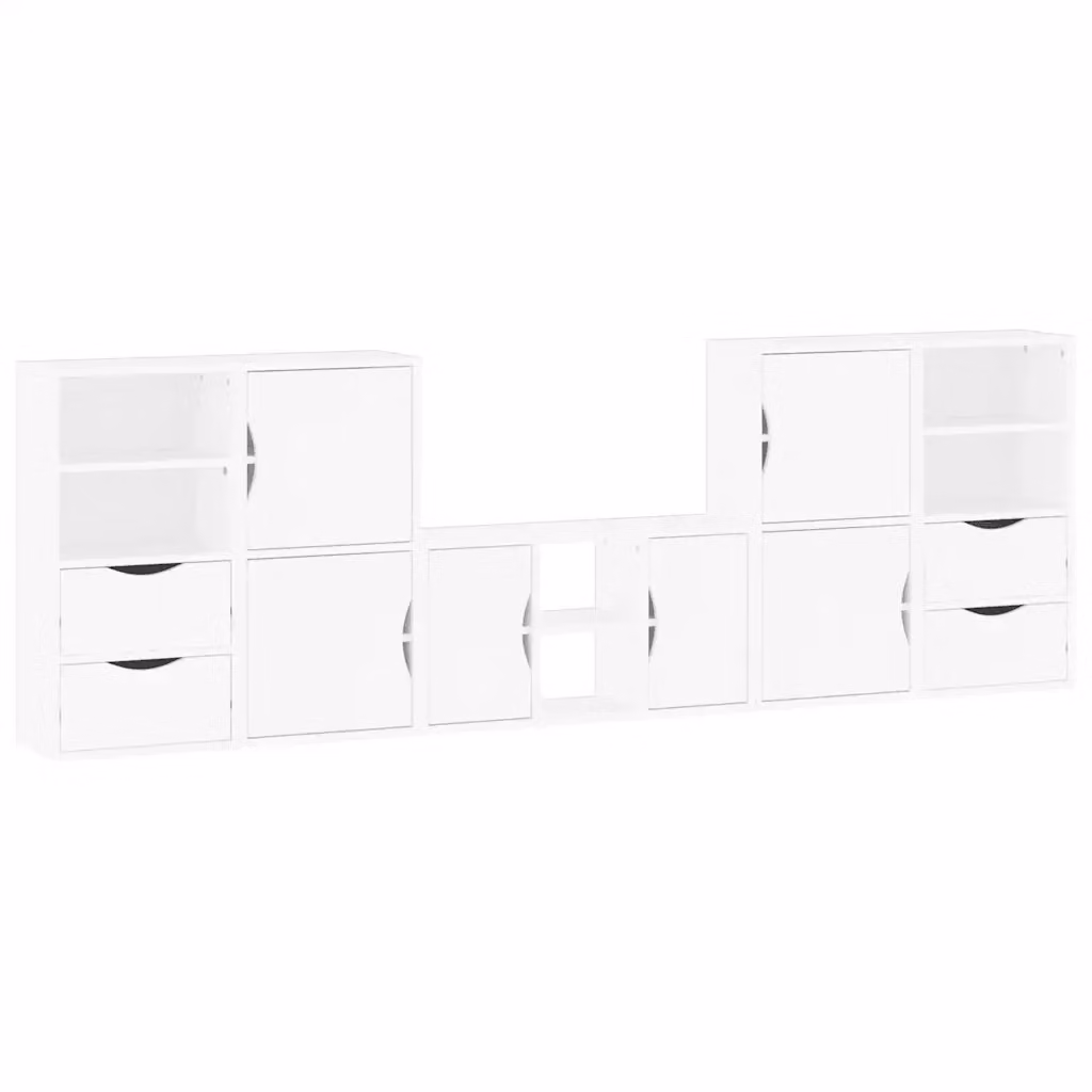 Set di 5 pezzi Mobile TV con Contenitore ODDA vidaXL in Legno di Pino Bianco Rustico – 2