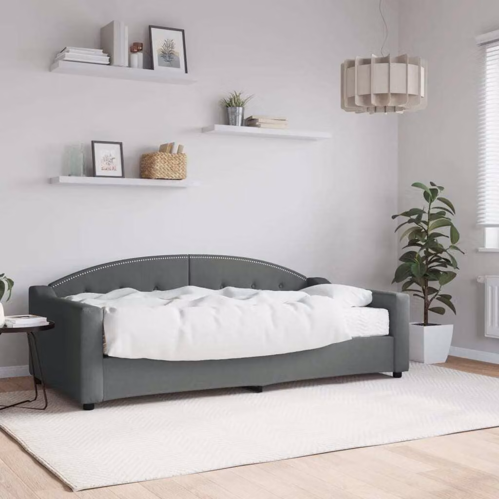 Maison Exclusive - Divano letto con materasso, grigio scuro, 90x190 cm, tessuto