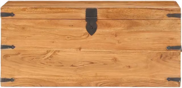 Baule in legno di acacia e metallo vidaXL, stile rustico, marrone, L 90 x P 40 x H 40 cm