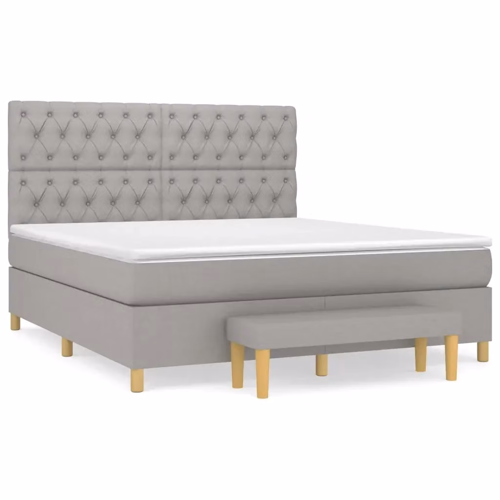 Letto Ibrido con Giroletto a Molle e Materasso vidaXL, Grigio Chiaro e Bianco, L/P: 160 x 200 cm – 2