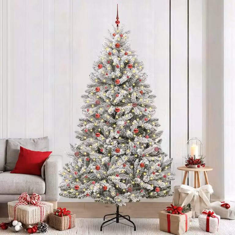 Albero di Natale artificiale moderno vidaXL verde e bianco con 300 LED bianco caldo