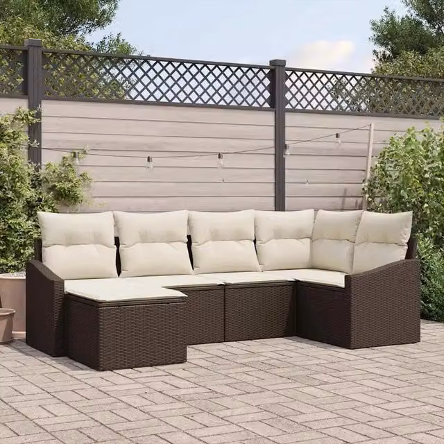 Set di divani 6 pz Marrone polyrattan 3346788