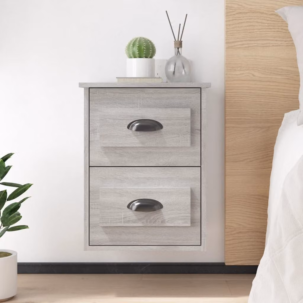Comodino a parete vidaXL moderno in legno Grigio Sonoma L: 41,5 cm, P: 36 cm, H: 53 cm