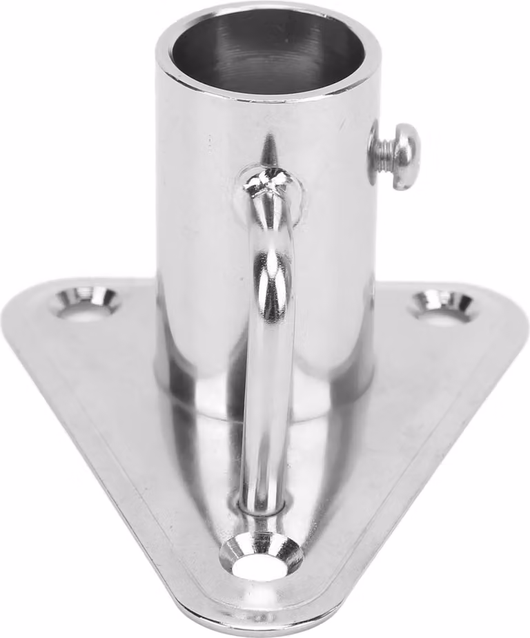 Portabandiera, 90 gradi, 2,5 cm, acciaio inox 316, base per palo, base triangolare con pilastro di sostegno per navi, yacht