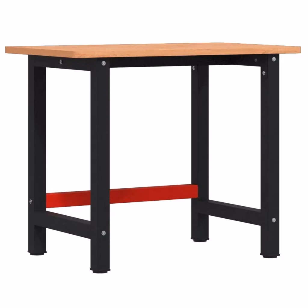 Banco Lavoro vidaXL in Legno e Metallo, L/P/H: 100 x 60 x 81,5 cm, Rosso e Nero – 2