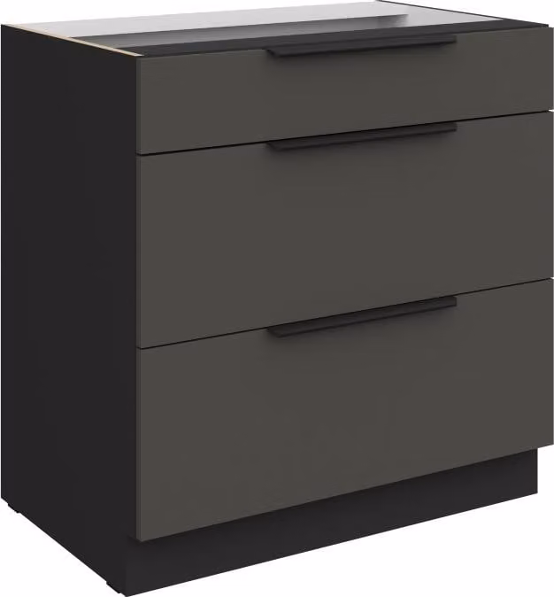 Mobiletto inferiore con cassetti LUNARA - larghezza 80 cm, grafite / nero
