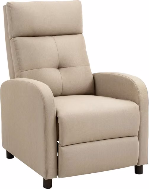 Poltrona relax reclinabile con poggiapiedi estraibile e molle insacchettate portata fino a 150 kg beige per soggiorno
