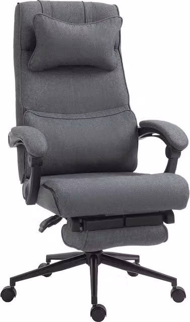 Sedia Poltrona Presidenziale da Ufficio GIORDANOSHOP con Poggiapiedi e Poggiatesta in Tessuto Grigia L/P/H: 66 x 70 x 115-123 cm