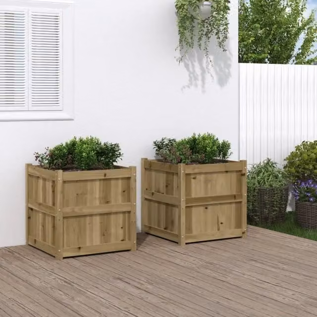 Set di 2 fioriere da giardino vidaXL in legno di pino marrone L/P/H: 60 x 60 x 60 cm