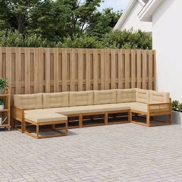 Set di divani da esterno 7 pz Naturale e Beige 3382751