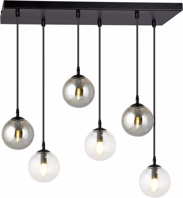 Lampadario a sospensione Emibig Cosmo in metallo e vetro multicolor nero, regolabile e dimmerabile, 6xE14