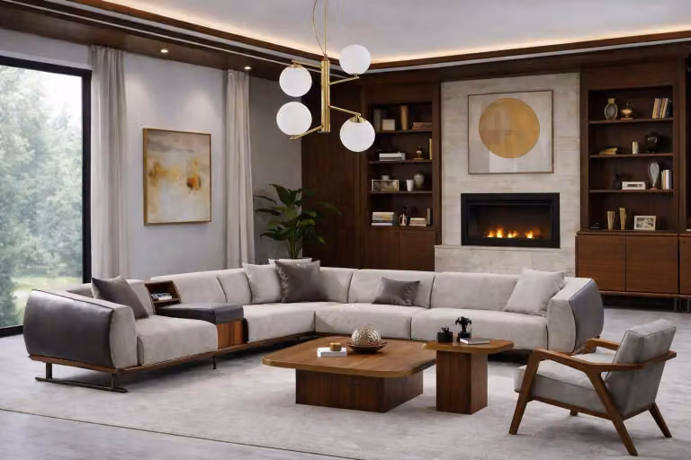 Moderne Wohnzimmer Couchgarnitur L-Form Sofa Designer Sessel 2tlg