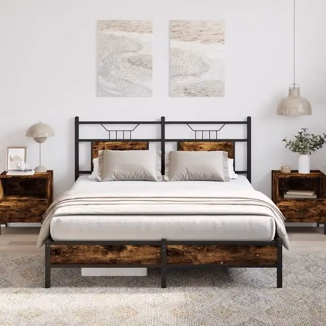 Struttura Letto Design Mania in Rovere Fumo e Truciolato, L/P/H: 140 x 190 x 91,5 cm – 1