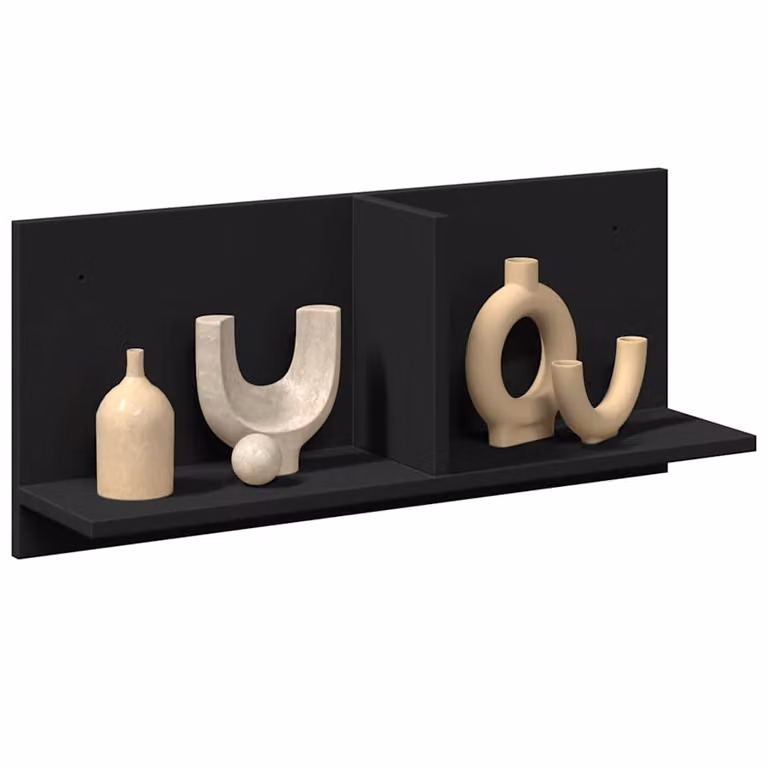 Mobile a parete vidaXL in legno multistrato e MDF, Nero, L 70 x P 16,5 x H 30 cm