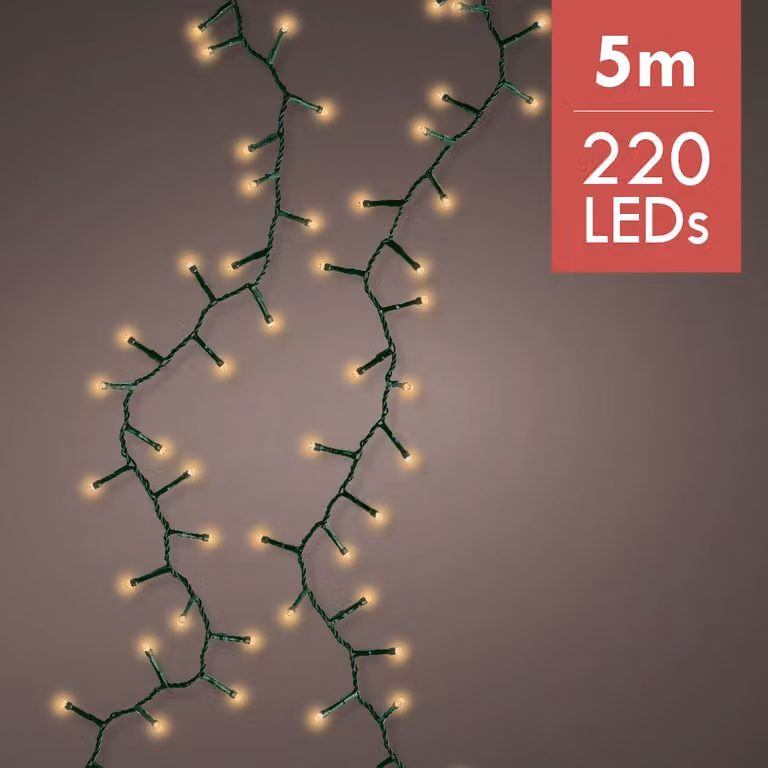Lumineo luci fiabesche Compact 220 LED 5 m cavo classico caldo, verde