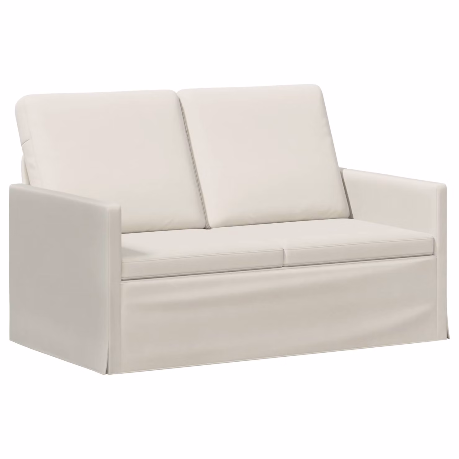 Divano a 2 posti vidaXL in velluto beige con struttura in metallo, L: 130 cm, P: 81 cm, H: 82 cm