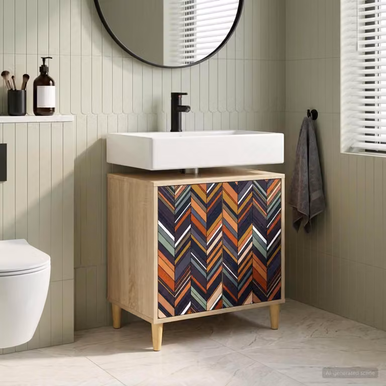 Mobile da bagno vidaXL OMMEN moderno in legno color marrone L 60 x P 40 x H 60 cm