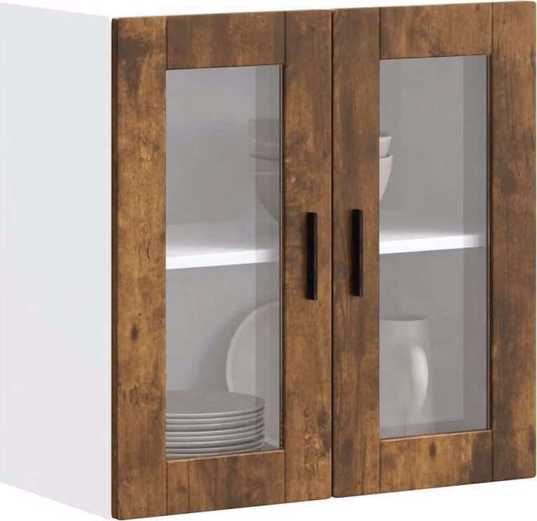 Pensile da Cucina con Porta in Vetro Porto Rovere Fumo
