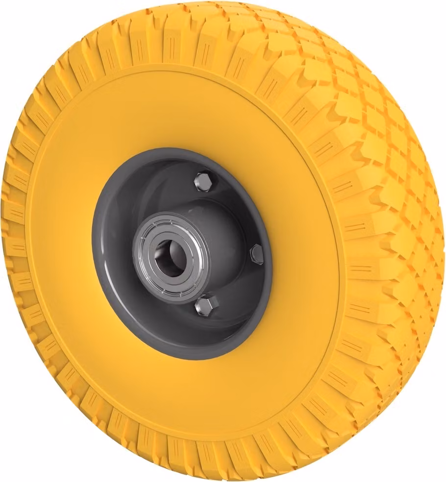 1 x Ruota in poliuretano Ø 260 mm 3.00-4 cuscinetto a sfere camioncino a mano carretto a mano ruota di scorta a prova di foratura, giallo/grigio