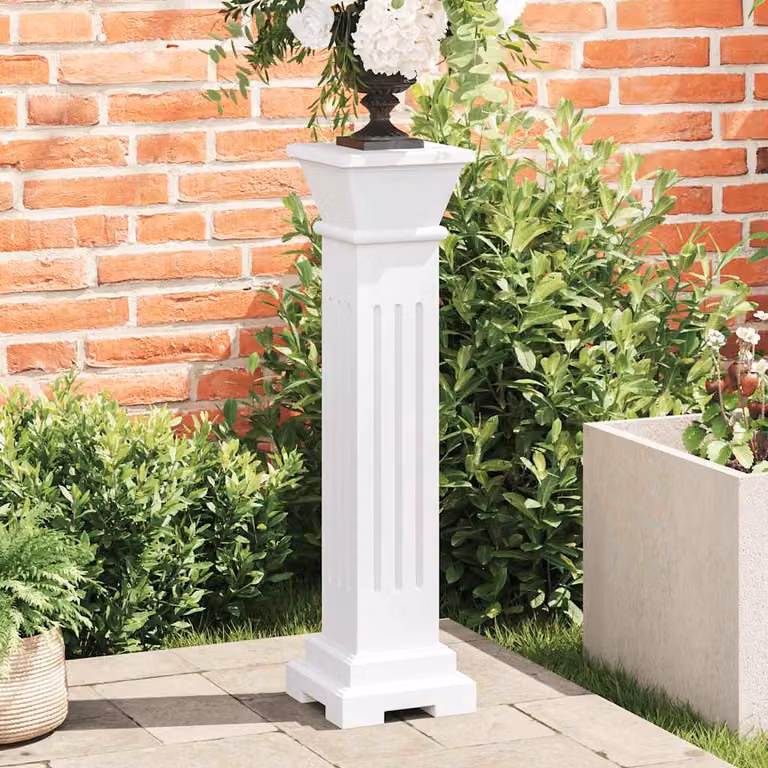 Supporto piante vidaXL a forma di pilastro classico quadrato in MDF bianco, H: 66 cm, L: 17 cm, P: 17 cm