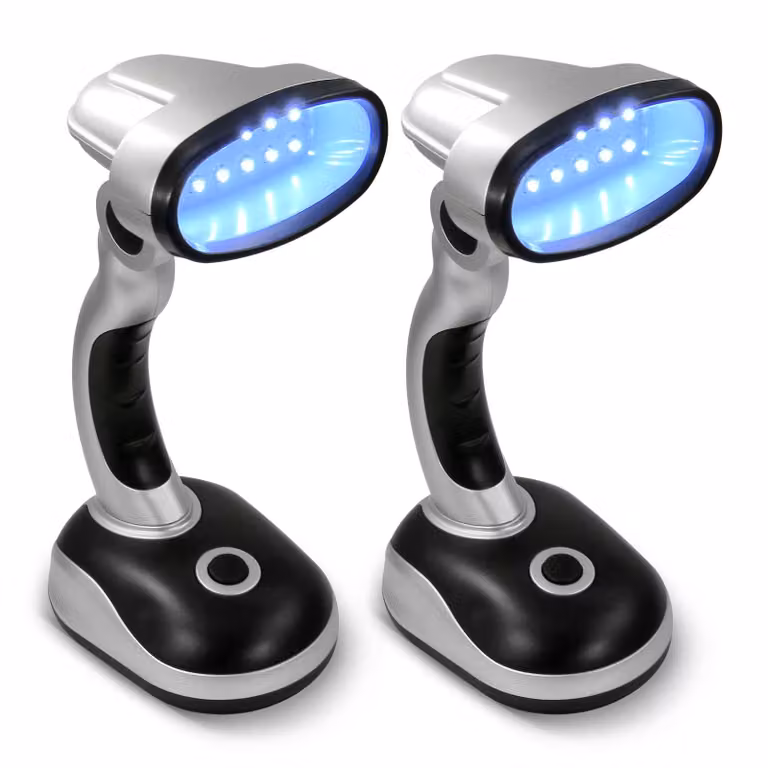 2x Lampada da tavolo portatile con 12 LED, senza fili, angolo di illuminazione regolabile, Eaxus