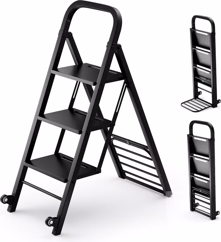 COSTWAY 2in1 carrello a sacco pieghevole e scaletta, carrello a mano a 2 ruote, carrello di trasporto in metallo, area di carico 30 x 37 cm, carrello fino a 250 kg / scaletta fino a 200 kg