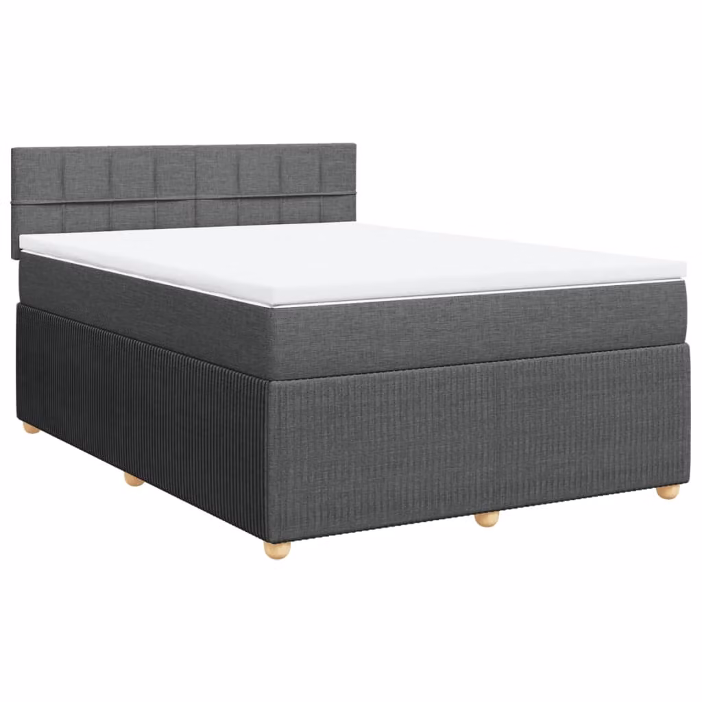 Giroletto a Molle con Materasso Grigio Scuro 140x190 cm Tessuto
