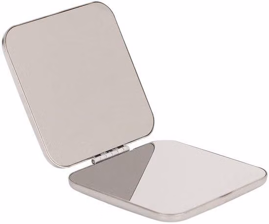 Specchio da trucco compatto, in acciaio inossidabile, portatile, con doppio specchio e design personalizzabile
