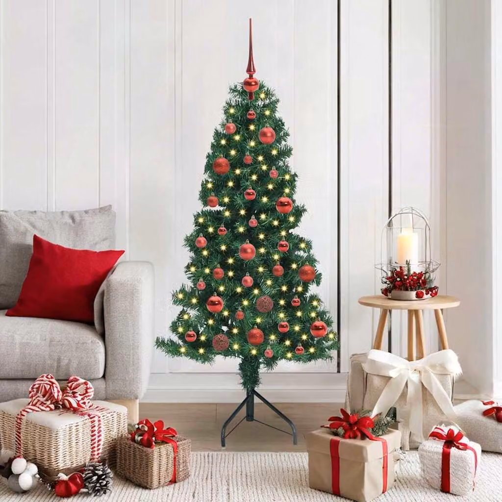 Albero di Natale artificiale, forma quadrata, verde, 150 cm, realizzato in PVC e metallo