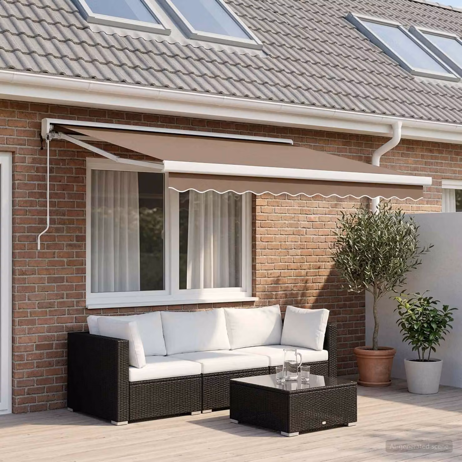 Tenda retrattile vidaXL color beige in tessuto di poliestere e metallo L: 400 cm, P: 300 cm