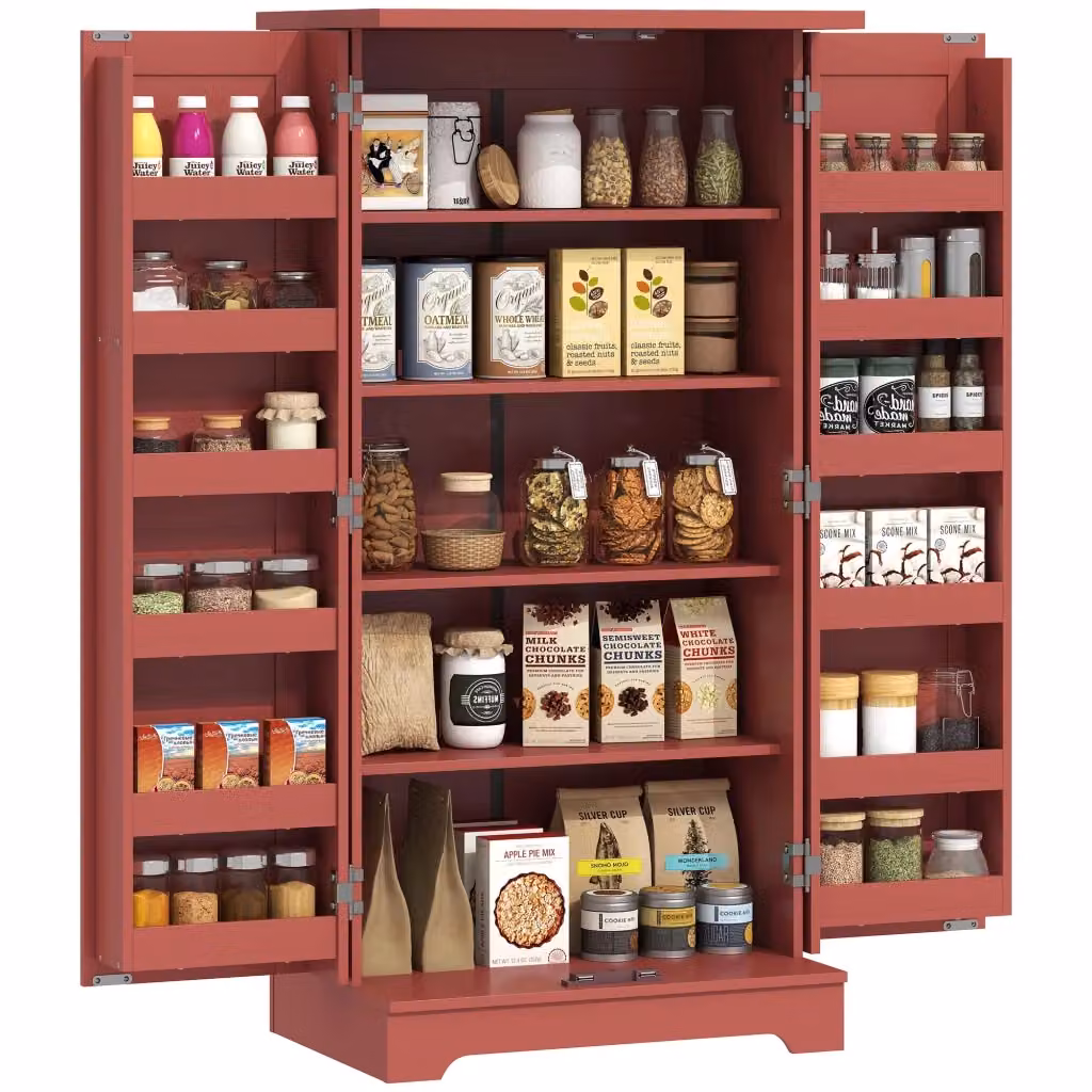 Buffet Cucina Minimal in Legno Rosso L: 60 cm, P: 40 cm, H: 120 cm – 2