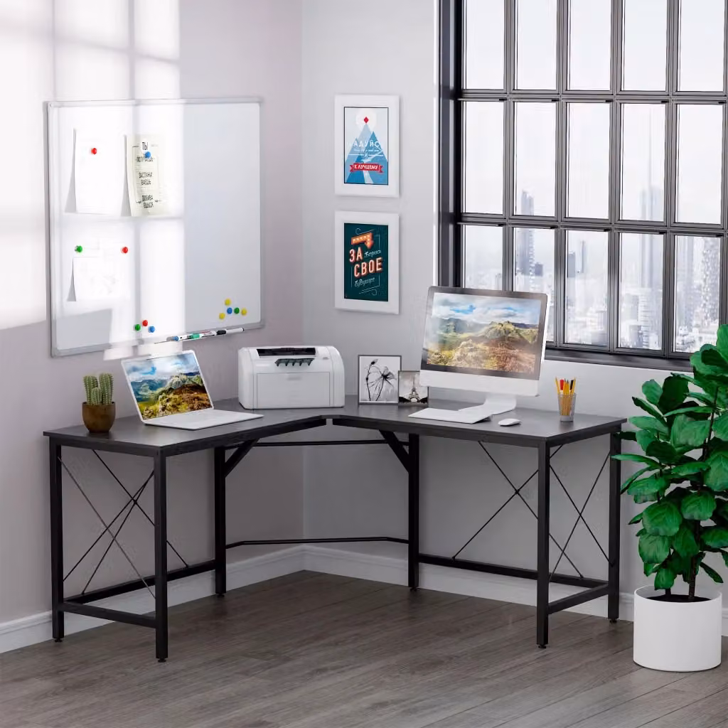 Scrivania Angolare Gaming Xylo in Metallo e MDF Nero L/P/H: 150 x 150 x 76 cm – 2