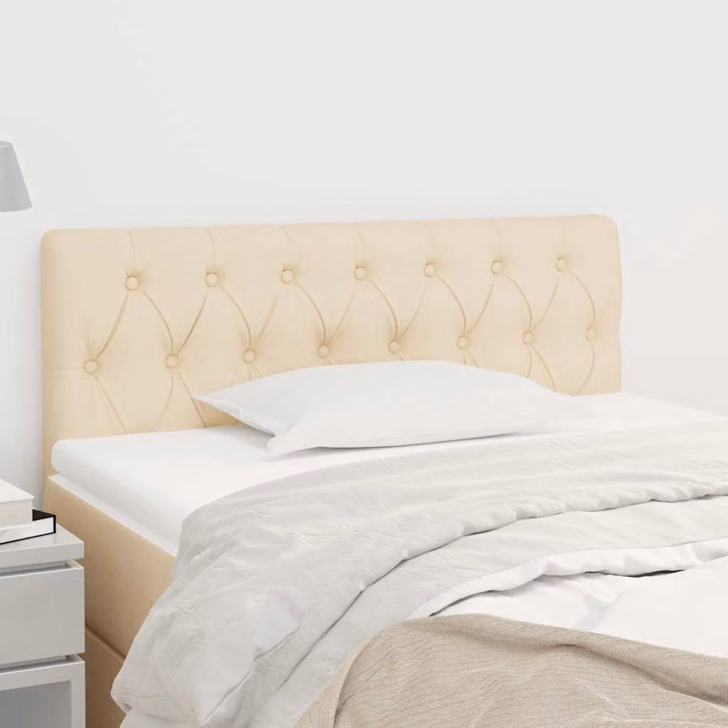 Testiera per letto vidaXL in tessuto beige con struttura in legno di larice L: 100 cm, P: 7 cm, H: 78-88 cm