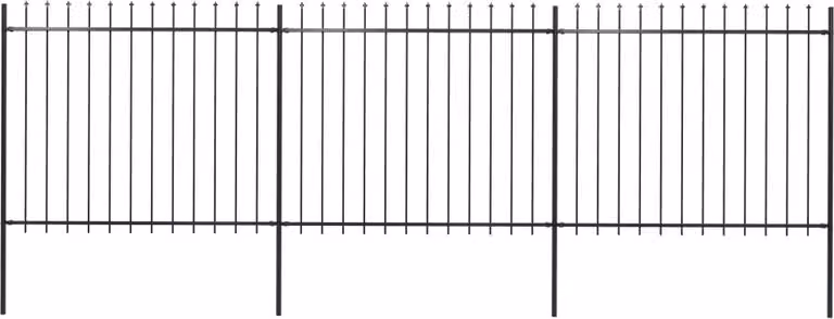 Recinzione da Giardino con Punta a Lancia in Acciaio 537x150 cm Nero