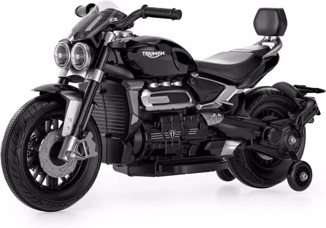 Moto Elettrica per Bambini Triumph con Licenza Ufficiale, Batteria Ricaricabile 12V 4,5Ah, Colore Nero con Luci e Suoni