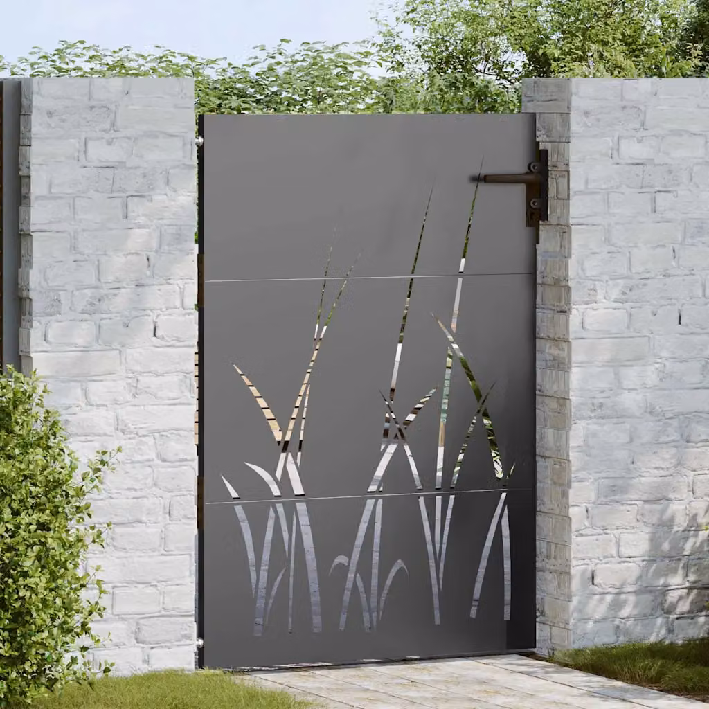 Cancello da giardino singolo vidaXL in acciaio nero L: 85 cm, H: 125 cm