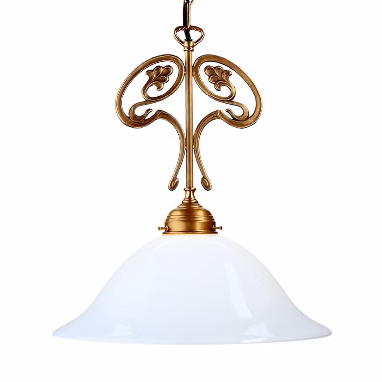 Berliner Messinglampen Lampada a sospensione in vetro EWALD, dimmerabile, Bronzo / Ottone antico, Soggiorno / Sala da pranzo, Vetro, Antico, Lampada a sospensione