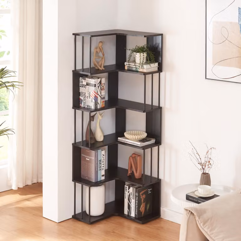 Scaffale angolare 'Afrel' 160 x 54 x 54 cm Scaffale in piedi a 5 livelli Nero