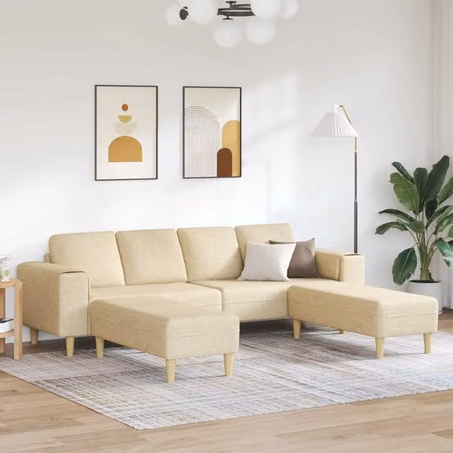 Divano per Soggiorno 3 pz Crema Poliestere 3335118