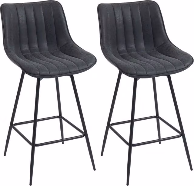 Set di 2 sgabelli da bar, girevoli da bancone da 68 cm con schienale, ideali per isola cucina e sala da pranzo, colore nero.