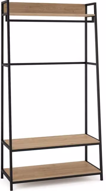 Appendiabiti industriale Hispanohogar in legno e metallo, finitura rovere e grafite, H 176 cm x L 84 cm x P 40 cm
