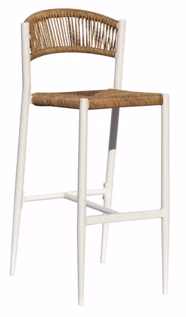 Set Di 2 Sgabelli Milano Contract In Alluminio Bianco E Corda Paglia Moia