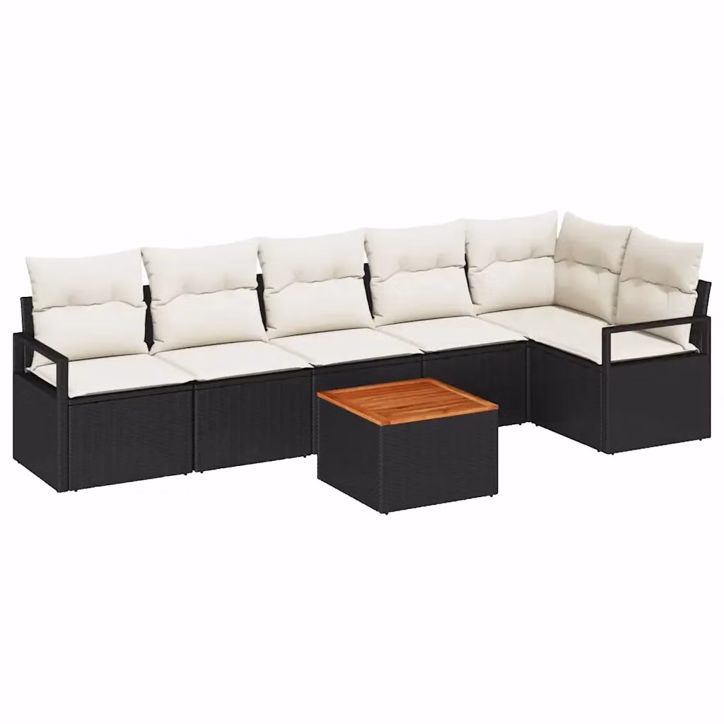 Set Divano da Giardino vidaXL 7 Pezzi a Forma di L con Cuscini Nero – 2