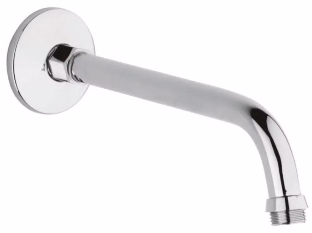 Schläfer 137210 | Braccio Soffione 1/2" Inclinato 45° in ottone cromato, con rosone per montaggio a parete, tubo doccia diam 16 mm, L. 150 mm, Attacchi Universali 1/2"G, Braccetto Doccia Curvo