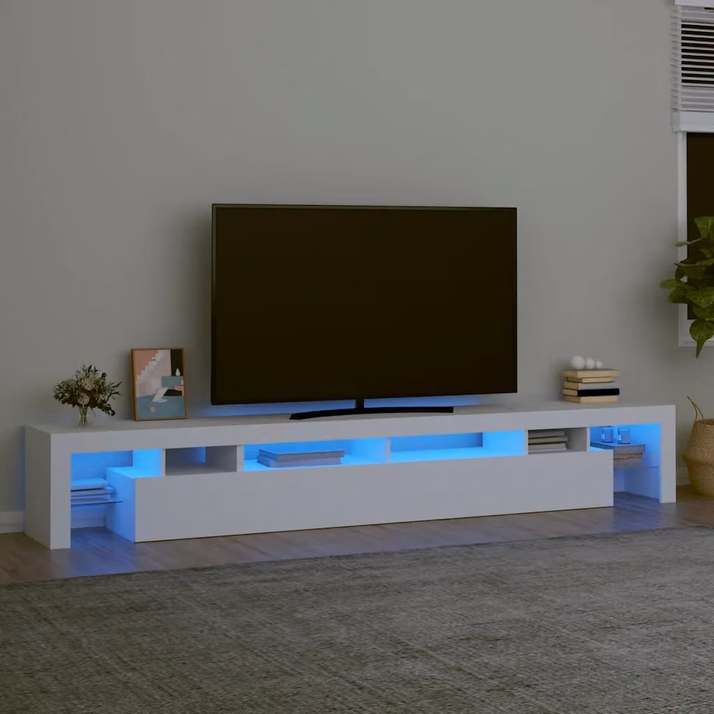 vidaXL Mobile Porta TV Moderno con Luci LED Integrate Bianco L 260 cm x P 40 cm x H 36,5 cm