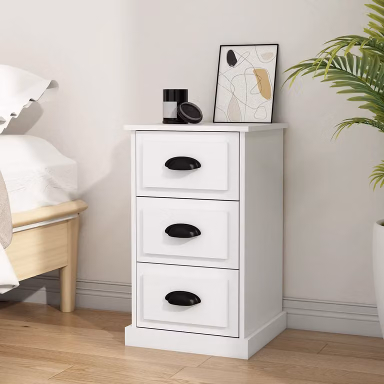 Comodino sospeso vidaXL Bianco in Legno e MDF L/P/H: 39 x 39 x 67 cm