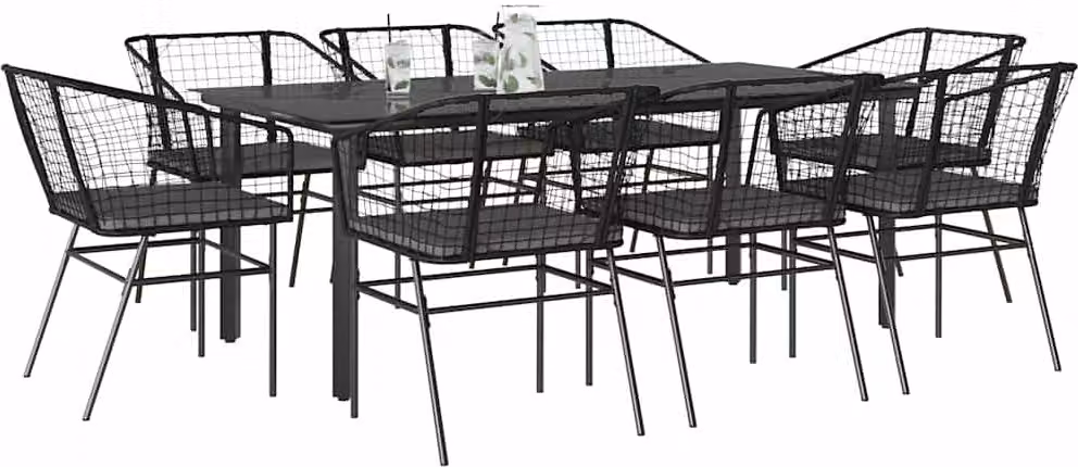 Maison Exclusive - Set da Pranzo da Giardino 9 pz con Cuscini Polyrattan Vetro