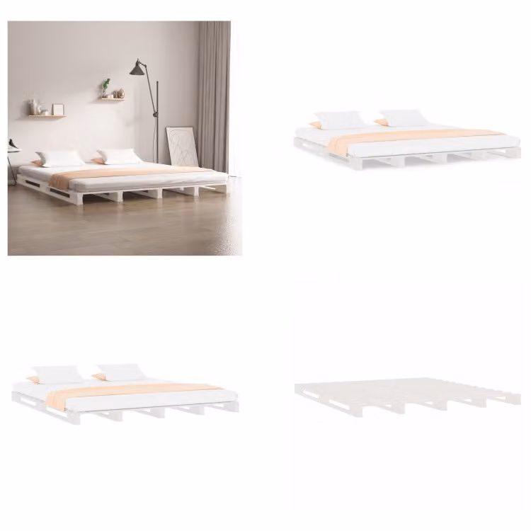 vidaXL Letto pallet bianco 135x190 cm pino massiccio - Letto pallet - Letti pallet - Letto pallet - Letti pallet